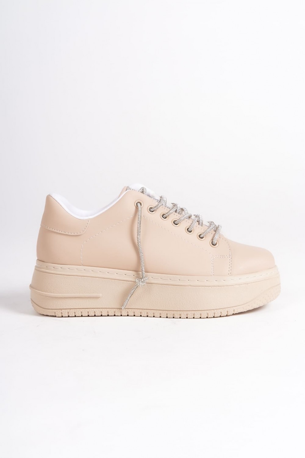 DELLA Bağcıklı Ortopedik Taban Taşlı Kadın Sneaker Spor Ayakkabı CTT - Ten DELLA Bağcıklı Ortopedik Taban Taşlı Kadın Sneaker Spor Ayakkabı CTT - Ten