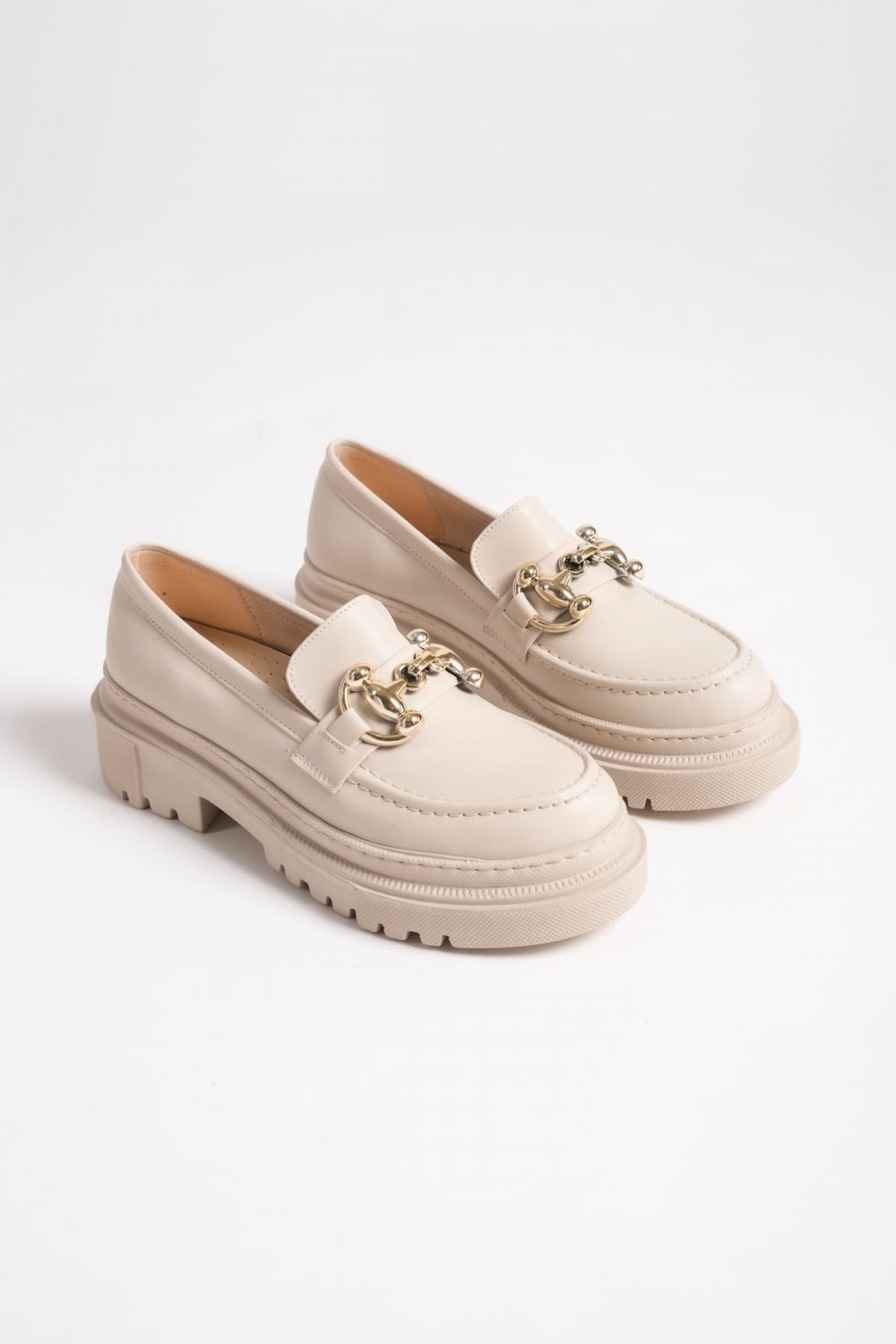 HOLLY Bağcıksız Ortopedik Taban Toka Detaylı Oxford Loafer Makosen Kadın Klasik Ayakkabı KT - Krem HOLLY Bağcıksız Ortopedik Taban Toka Detaylı Oxford Loafer Makosen Kadın Klasik Ayakkabı KT - Krem