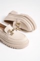 HOLLY Bağcıksız Ortopedik Taban Toka Detaylı Oxford Loafer Makosen Kadın Klasik Ayakkabı KT - Krem HOLLY Bağcıksız Ortopedik Taban Toka Detaylı Oxford Loafer Makosen Kadın Klasik Ayakkabı KT - Krem