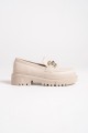 HOLLY Bağcıksız Ortopedik Taban Toka Detaylı Oxford Loafer Makosen Kadın Klasik Ayakkabı KT - Krem HOLLY Bağcıksız Ortopedik Taban Toka Detaylı Oxford Loafer Makosen Kadın Klasik Ayakkabı KT - Krem