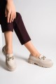 HOLLY Bağcıksız Ortopedik Taban Toka Detaylı Oxford Loafer Makosen Kadın Klasik Ayakkabı KT - Krem HOLLY Bağcıksız Ortopedik Taban Toka Detaylı Oxford Loafer Makosen Kadın Klasik Ayakkabı KT - Krem