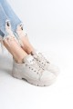 JANE Bağcıklı Ortopedik Taban Kadın Sneaker Spor Ayakkabı CKT - Krem JANE Bağcıklı Ortopedik Taban Kadın Sneaker Spor Ayakkabı CKT - Krem