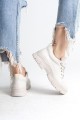 JANE Bağcıklı Ortopedik Taban Kadın Sneaker Spor Ayakkabı CKT - Krem JANE Bağcıklı Ortopedik Taban Kadın Sneaker Spor Ayakkabı CKT - Krem