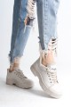 JANE Bağcıklı Ortopedik Taban Kadın Sneaker Spor Ayakkabı CKT - Krem JANE Bağcıklı Ortopedik Taban Kadın Sneaker Spor Ayakkabı CKT - Krem