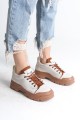 JANE Bağcıklı Ortopedik Taban Kadın Sneaker Spor Ayakkabı CTT - Krem JANE Bağcıklı Ortopedik Taban Kadın Sneaker Spor Ayakkabı CTT - Krem
