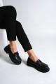 JANNA Bağcıksız Ortopedik Taban Zincir Detaylı Oxford Loafer Makosen Kadın Klasik Ayakkabı ST - Siyah JANNA Bağcıksız Ortopedik Taban Zincir Detaylı Oxford Loafer Makosen Kadın Klasik Ayakkabı ST - Siyah