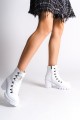 EMMA Bağcıklı Fermuarlı Ortopedik Taban Topuklu Kadın Bot CBT - Beyaz