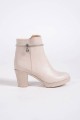 ARIA Fermuarlı Ortopedik Taban Taşlı Topuklu Kadın Bot  CKT - Krem