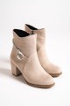 EDNA Fermuarlı Ortopedik Taban Taşlı Topuklu Süet Kadın Bot  STT - Ten