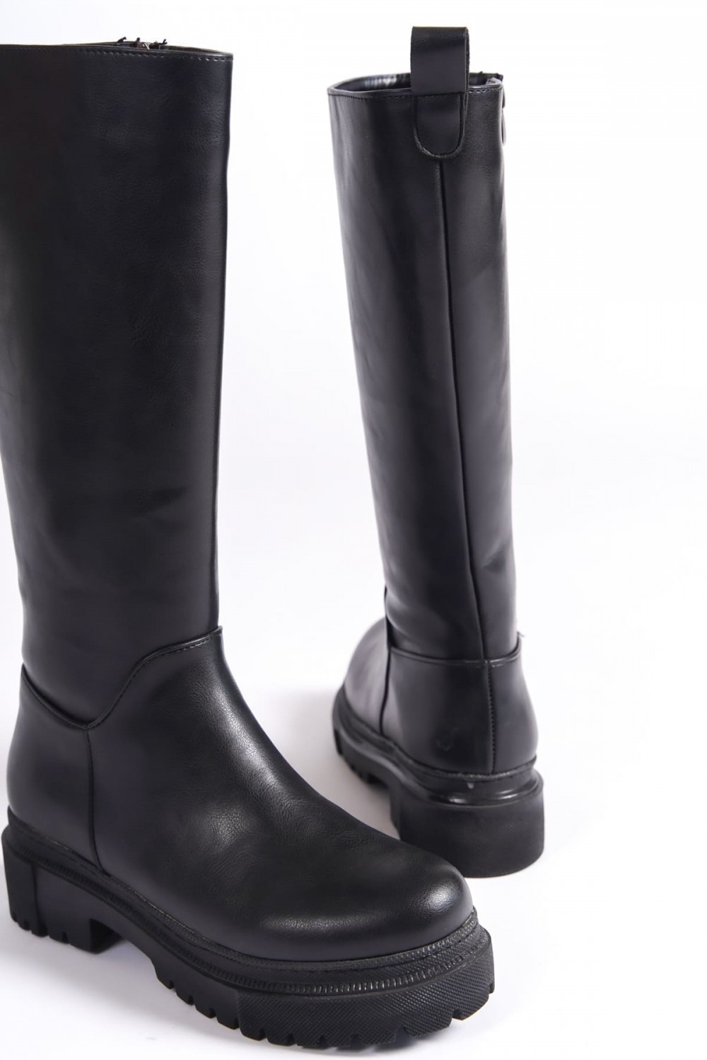 MIRA Bağcıksız Fermuarlı Ortopedik Taban Kadın Çizme CST - Siyah