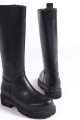 MIRA Bağcıksız Fermuarlı Ortopedik Taban Kadın Çizme CST - Siyah