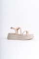 NATALIE İnce Tokalı Şerit Detaylı Ortopedik Taban Kadın Sandalet  CKT - Krem