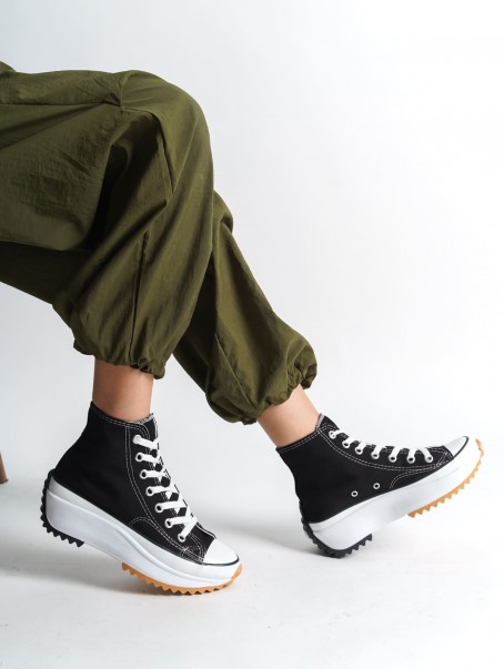 ROMA Bağcıklı Ortopedik Taban Kadın Sneaker Spor Ayakkabı  TBT - Siyah