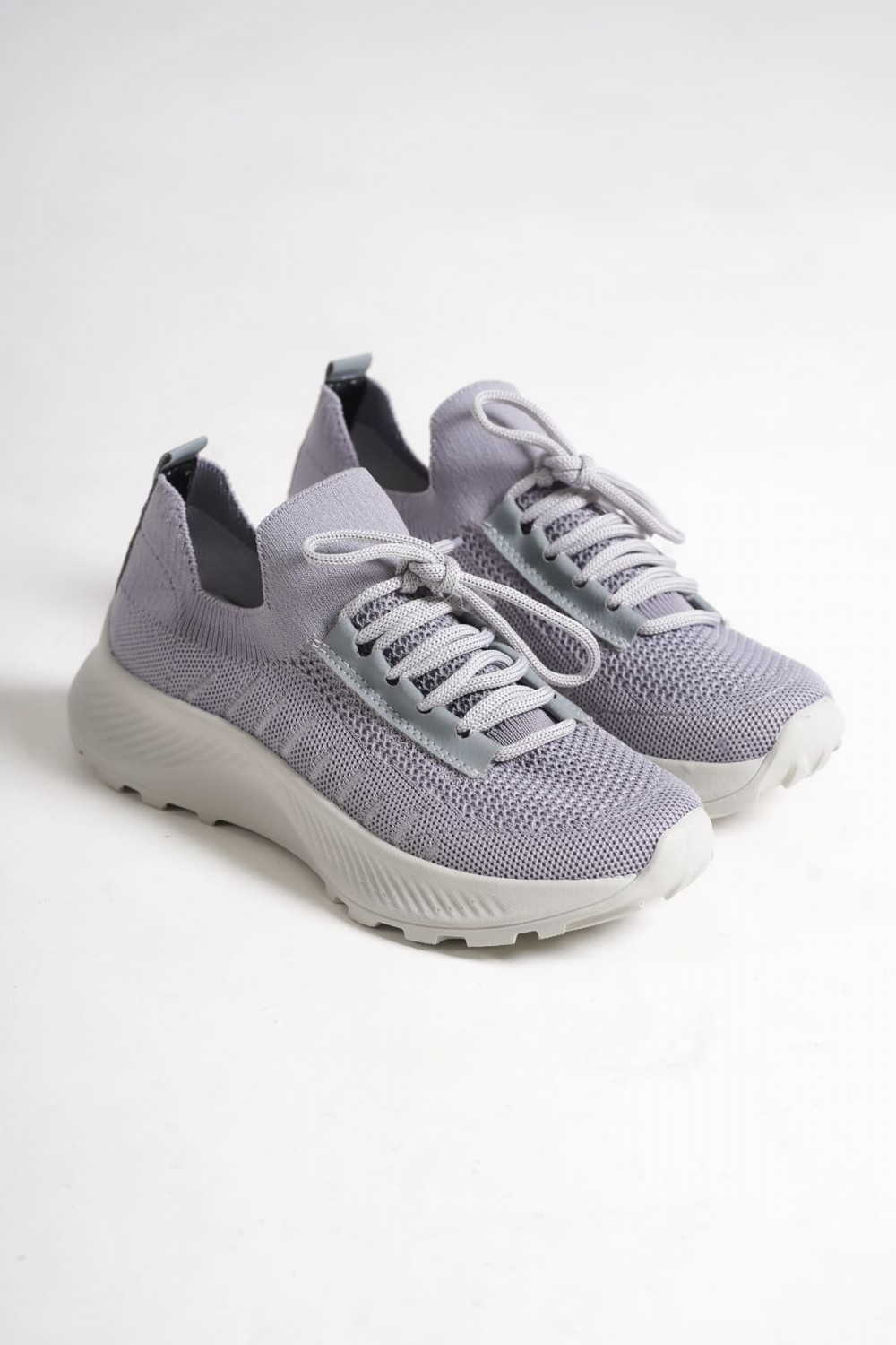 ASRIN Bağcıklı Ortopedik Taban Kadın Triko Kadın Spor Ayakkabı TGT - Gri