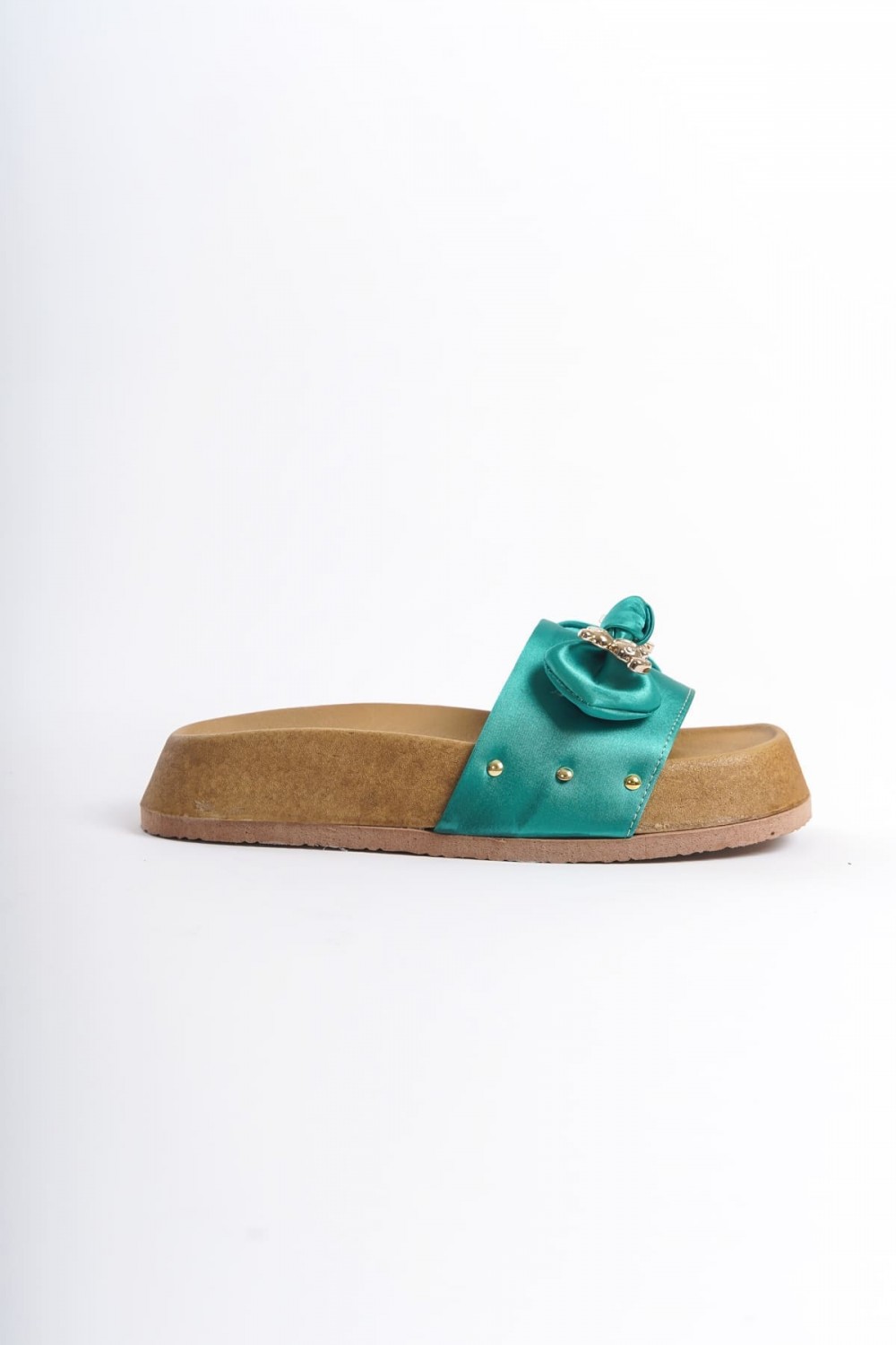 DILA Kalın ve Ortopedik Taban Ayıcıklı Saten Kadın Terlik  SKT - Yeşil