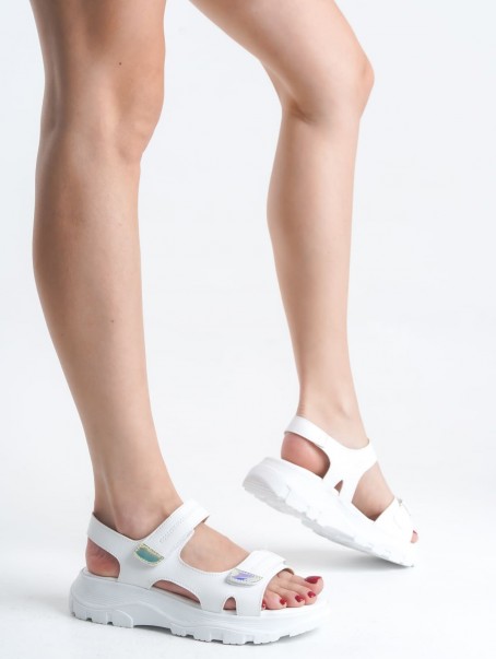 LAMIA Cırt Cırtlı Ortopedik Taban Kadın Sandalet CBT - Beyaz