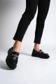LILA Bağcıksız Ortopedik Taban Taş Detaylı Oxford Loafer Makosen Kadın Klasik Ayakkabı ST - Siyah LILA Bağcıksız Ortopedik Taban Taş Detaylı Oxford Loafer Makosen Kadın Klasik Ayakkabı ST - Siyah