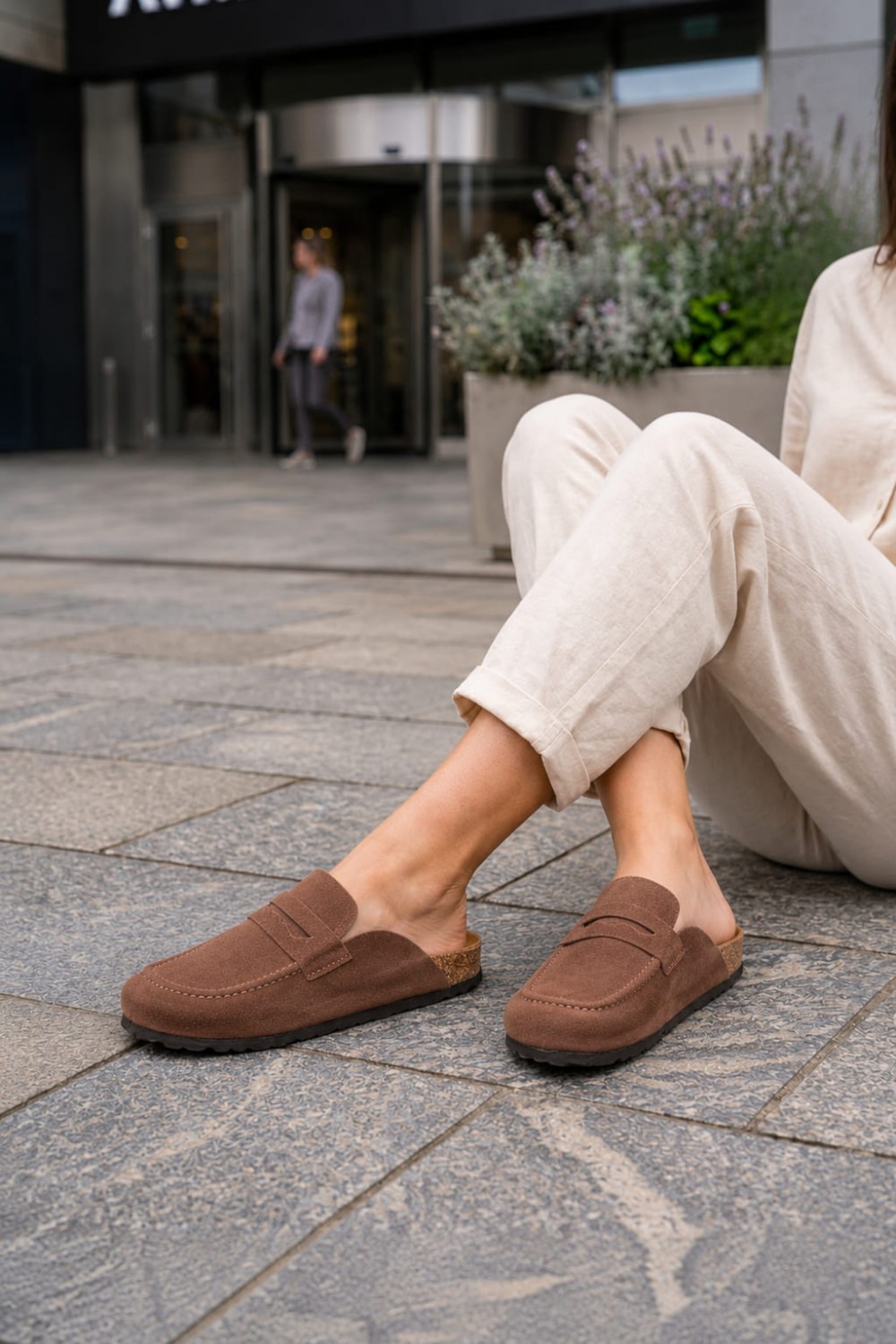 LUVRA Bağcıksız Hakiki Süet Deri Kadın Günlük Mantar Taban Loafer Klasik Ayakkabı HDMT - Kahve LUVRA Bağcıksız Hakiki Süet Deri Kadın Günlük Mantar Taban Loafer Klasik Ayakkabı HDMT - Kahve
