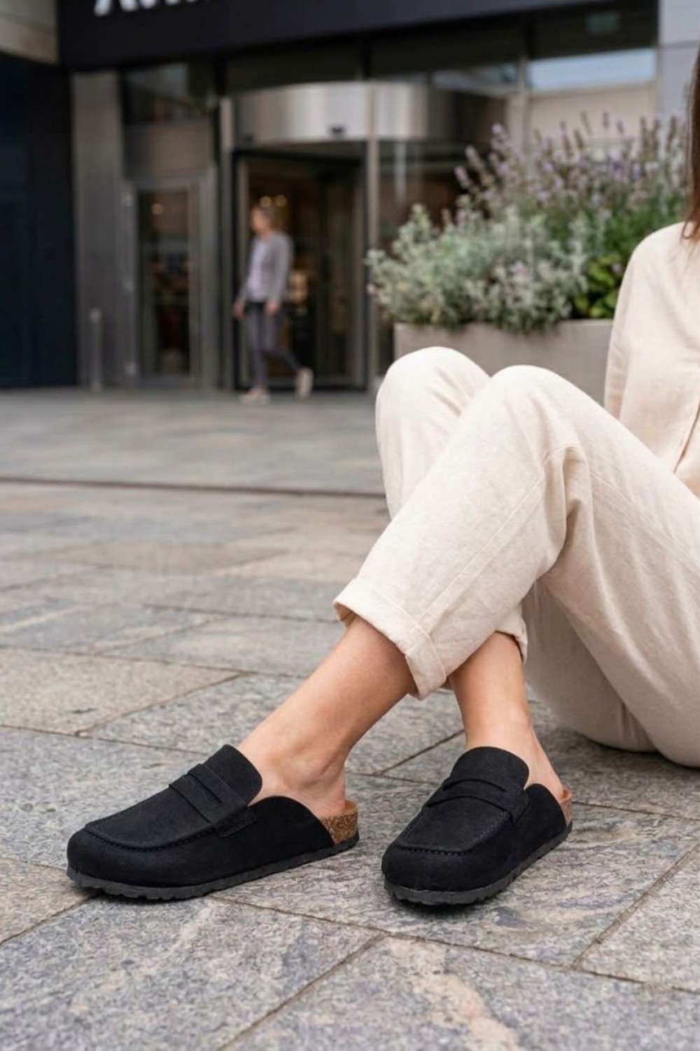 LUVRA Bağcıksız Hakiki Süet Deri Kadın Günlük Mantar Taban Loafer Klasik Ayakkabı HDMT - Siyah - XML Bayilik ve Dropshipping