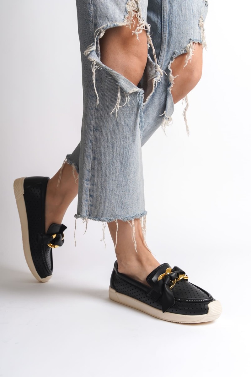 LYDIA Bağcıksız Ortopedik Rahat Taban Kalp Desenli Kadın Babet Ayakkabı  CKT - Siyah LYDIA Bağcıksız Ortopedik Rahat Taban Kalp Desenli Kadın Babet Ayakkabı  CKT - Siyah