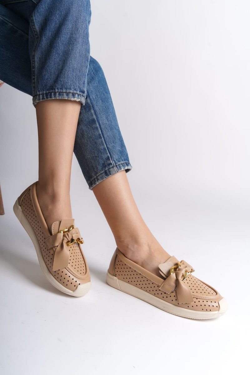 LYDIA Bağcıksız Ortopedik Rahat Taban Kalp Desenli Kadın Babet Ayakkabı CKT - Ten LYDIA Bağcıksız Ortopedik Rahat Taban Kalp Desenli Kadın Babet Ayakkabı CKT - Ten