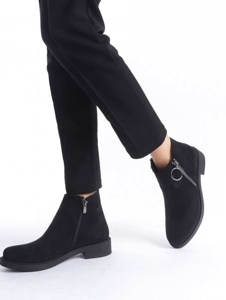 MARGARET Fermuarlı Ortopedik Taban Topuklu Süet Kadın Bot SST - Siyah