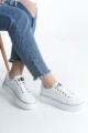 MINA Bağcıklı Ortopedik Taban Kadın Sneaker Spor Ayakkabı CBT - Beyaz/Gümüş MINA Bağcıklı Ortopedik Taban Kadın Sneaker Spor Ayakkabı CBT - Beyaz/Gümüş