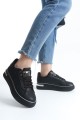 MINA Bağcıklı Ortopedik Taban Kadın Sneaker Spor Ayakkabı CST - Siyah/Gümüş MINA Bağcıklı Ortopedik Taban Kadın Sneaker Spor Ayakkabı CST - Siyah/Gümüş