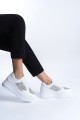 MIPA Bağcıklı Ortopedik Taban Simli Kadın Sneaker Spor Ayakkabı CBT - Beyaz MIPA Bağcıklı Ortopedik Taban Simli Kadın Sneaker Spor Ayakkabı CBT - Beyaz