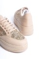 MIPA Bağcıklı Ortopedik Taban Simli Kadın Sneaker Spor Ayakkabı TT - Ten MIPA Bağcıklı Ortopedik Taban Simli Kadın Sneaker Spor Ayakkabı TT - Ten