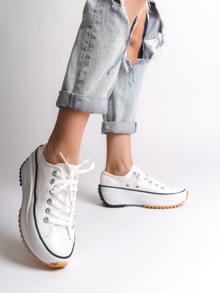 PARIS Bağcıklı Ortopedik Taban Kadın Sneaker Spor Ayakkabı  TBT - Beyaz