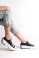 PARIS Bağcıklı Ortopedik Taban Kadın Sneaker Spor Ayakkabı TBT - Siyah PARIS Bağcıklı Ortopedik Taban Kadın Sneaker Spor Ayakkabı TBT - Siyah