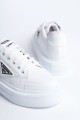 PRAG Bağcıklı Ortopedik Taban Desenli Kadın Sneaker Spor Ayakkabı CBT - Beyaz PRAG Bağcıklı Ortopedik Taban Desenli Kadın Sneaker Spor Ayakkabı CBT - Beyaz