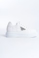 PRAG Bağcıklı Ortopedik Taban Desenli Kadın Sneaker Spor Ayakkabı CBT - Beyaz PRAG Bağcıklı Ortopedik Taban Desenli Kadın Sneaker Spor Ayakkabı CBT - Beyaz