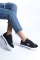 PRAG Bağcıklı Ortopedik Taban Desenli Kadın Sneaker Spor Ayakkabı CBT - Siyah PRAG Bağcıklı Ortopedik Taban Desenli Kadın Sneaker Spor Ayakkabı CBT - Siyah