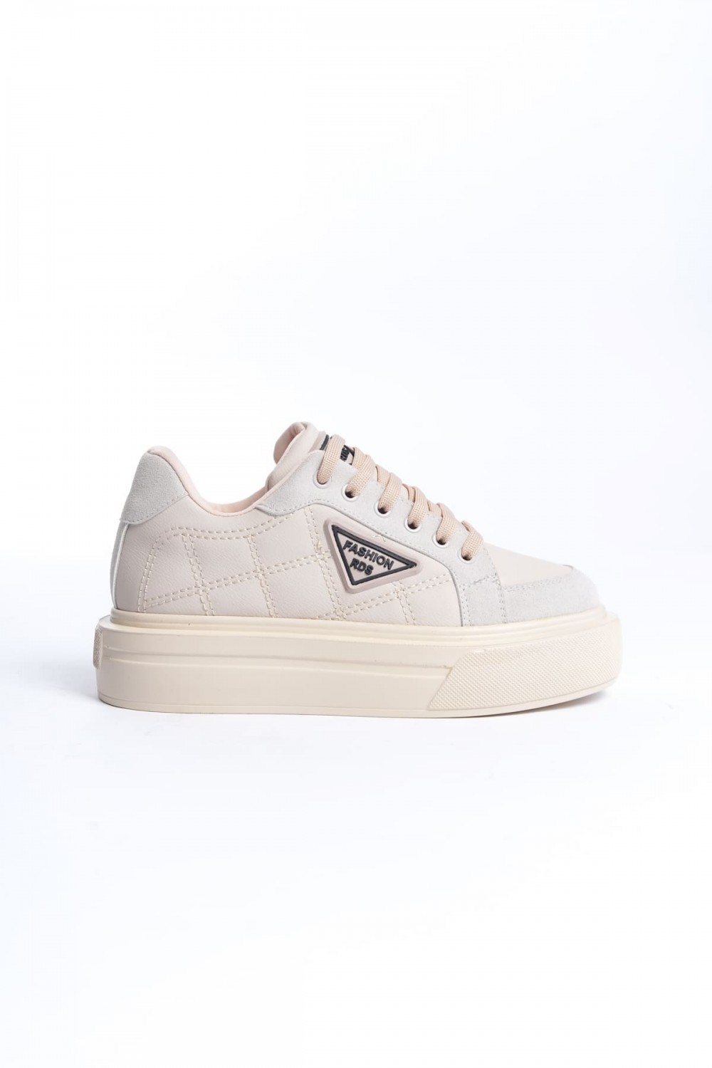 PRAG Bağcıklı Ortopedik Taban Desenli Kadın Sneaker Spor Ayakkabı CKT - Krem PRAG Bağcıklı Ortopedik Taban Desenli Kadın Sneaker Spor Ayakkabı CKT - Krem