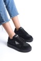PRAG Bağcıklı Ortopedik Taban Desenli Kadın Sneaker Spor Ayakkabı CST - Siyah PRAG Bağcıklı Ortopedik Taban Desenli Kadın Sneaker Spor Ayakkabı CST - Siyah