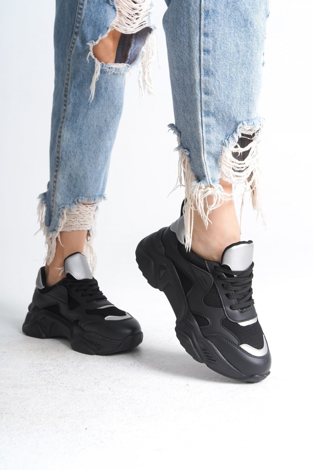 TOKYO Bağcıklı Ortopedik Taban Triko Detaylı Kadın Spor Ayakkabı  TST - Siyah/Gri | Joy Ayakkabı XML Bayilik TOKYO Bağcıklı Ortopedik Taban Triko Detaylı Kadın Spor Ayakkabı  TST - Siyah/Gri - XML Bayilik ve Dropshipping