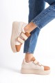 VALENCIA Bağcıksız Cırt Cırtlı Ortopedik Taban Kadın Sneaker Spor Ayakkabı TT - Ten/Kahve VALENCIA Bağcıksız Cırt Cırtlı Ortopedik Taban Kadın Sneaker Spor Ayakkabı TT - Ten/Kahve
