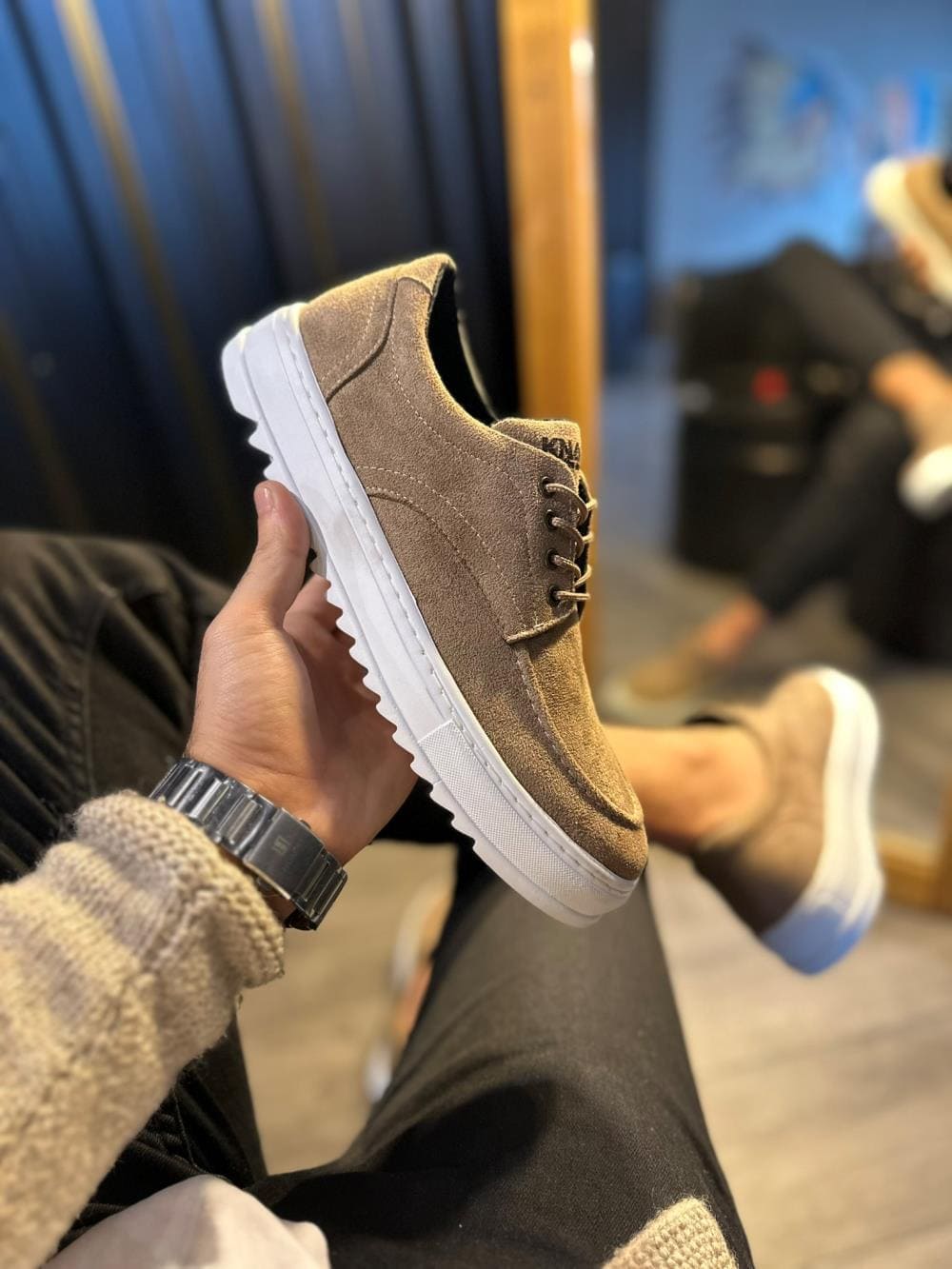 Joy Man JY-T12 Velaro Bağcıklı Süet Erkek Günlük Spor Klasik Ayakkabı Camel