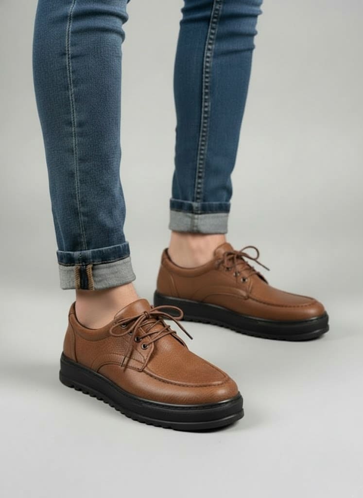 JY-T12x Arts Bağcıklı Cilt Erkek Günlük Spor Klasik Ayakkabı CST - Taba - 44