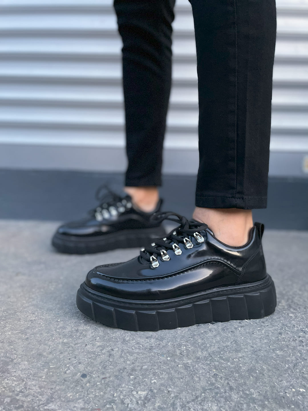 JY010 Cloud Bağcıklı Rugan Erkek Günlük Sneaker Ayakkabı RST - Siyah - 41 Resim 2