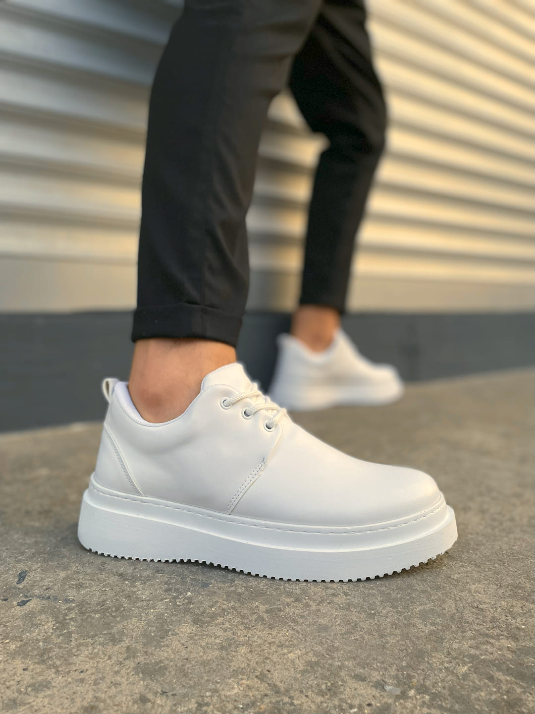 JY03 Luxor Bağcıklı Cilt Erkek Günlük Spor Klasik Ayakkabı CBT - Beyaz - 44
