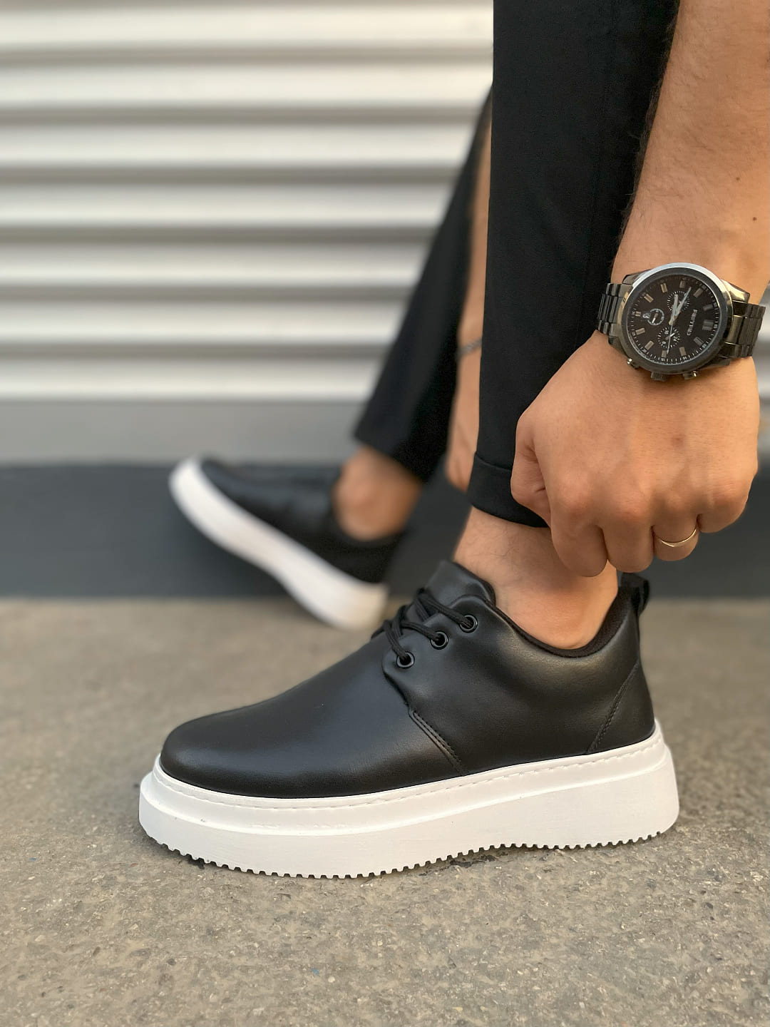 JY03 Luxor Bağcıklı Cilt Erkek Günlük Spor Klasik Ayakkabı CBT - Siyah - 42 Resim 3