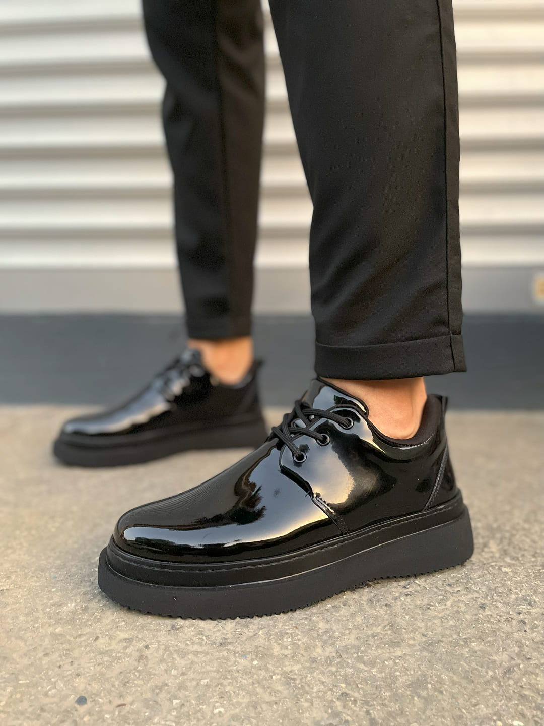 JY03 Luxor Bağcıklı Rugan Erkek Günlük Spor Klasik Ayakkabı RST - Siyah - 40 Resim 2