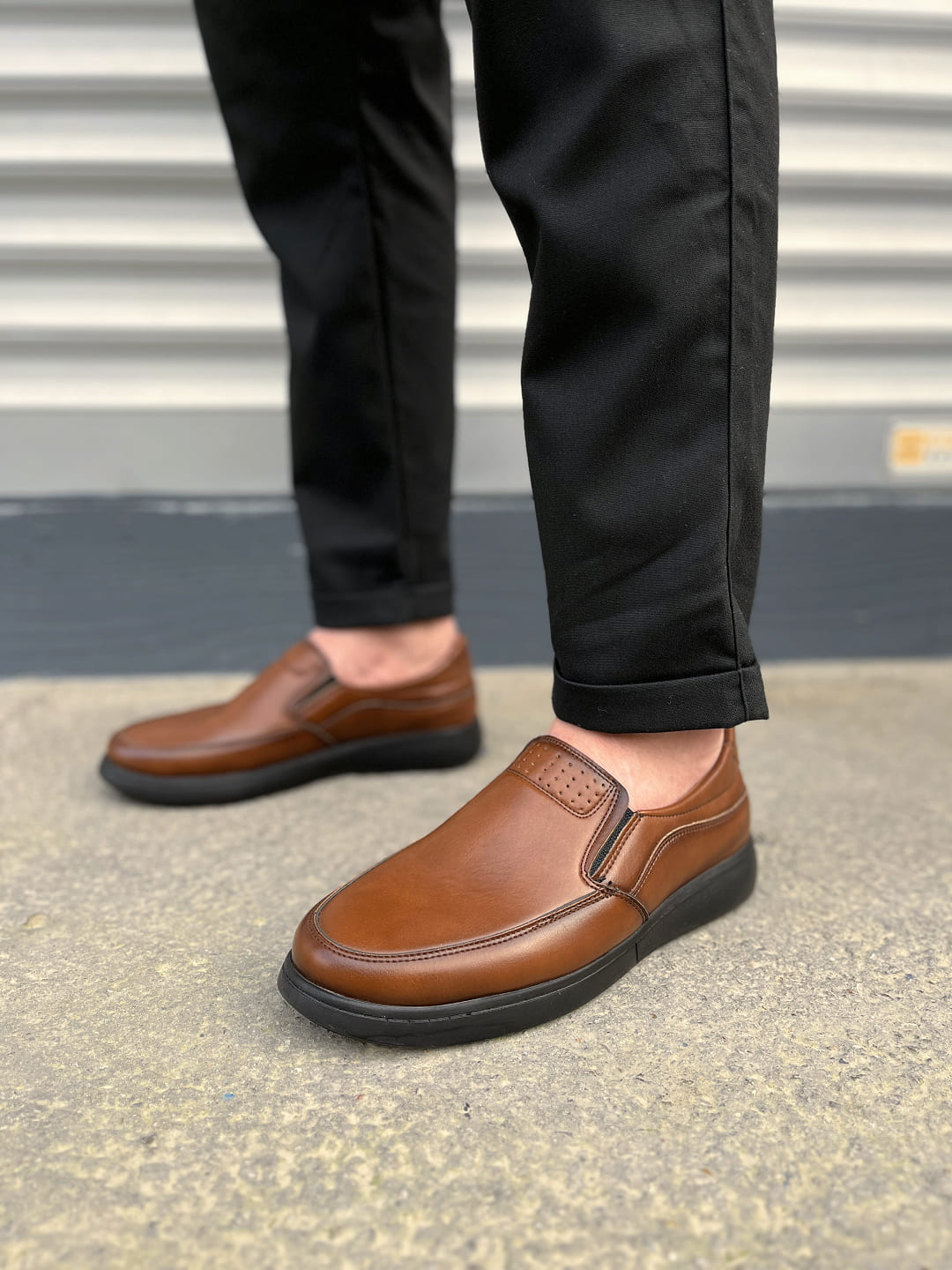 JY0410 Classique Bağcıksız Cilt Erkek Günlük Klasik Ayakkabı CST - Kahverengi - 40 Resim 2