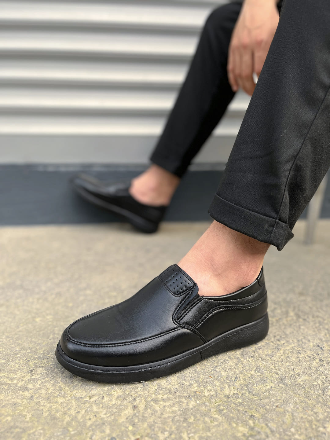 JY0410 Classique Bağcıksız Cilt Erkek Günlük Klasik Ayakkabı CST - Siyah - 42 Resim 3