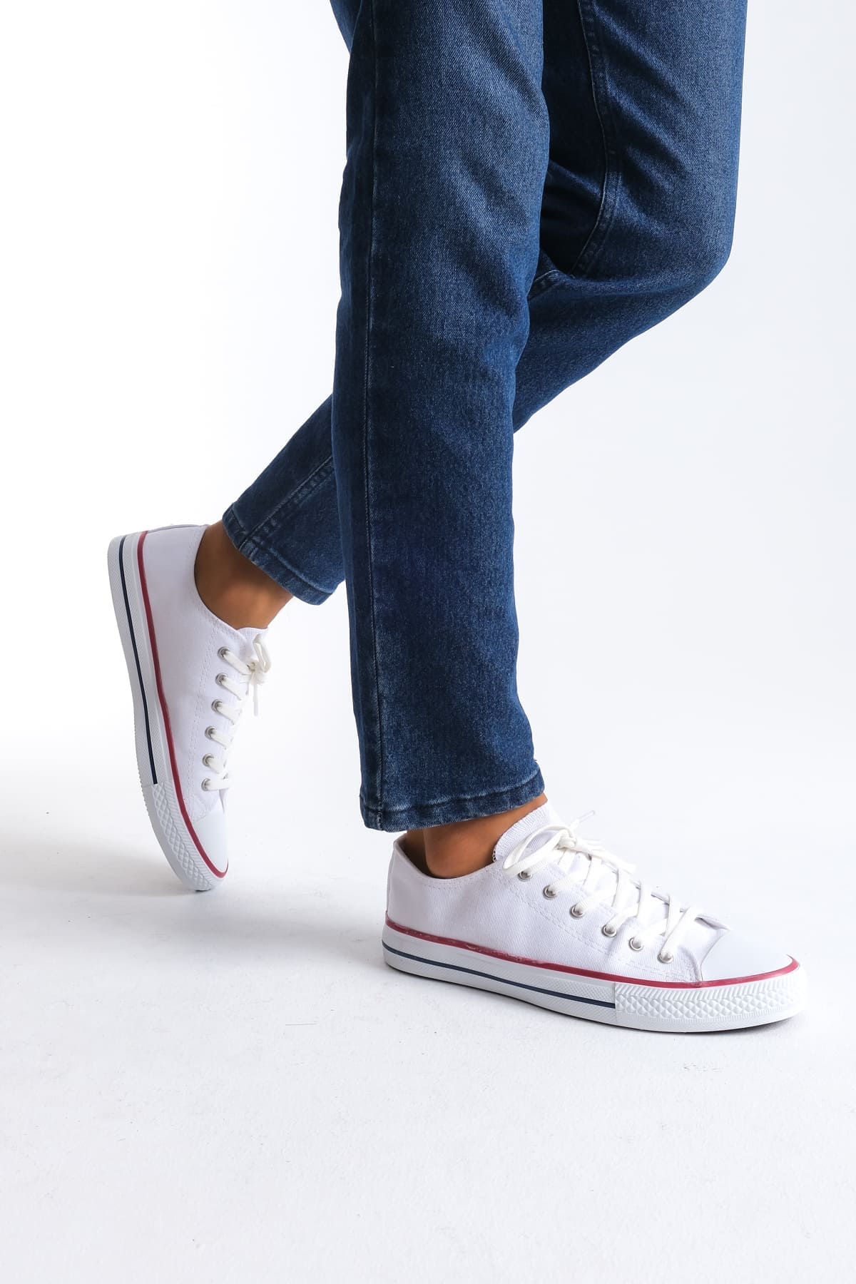 JY0422 Luke Bağcıklı Keten Kumaş Erkek Günlük Sneaker Ayakkabı KBT - Beyaz - 43