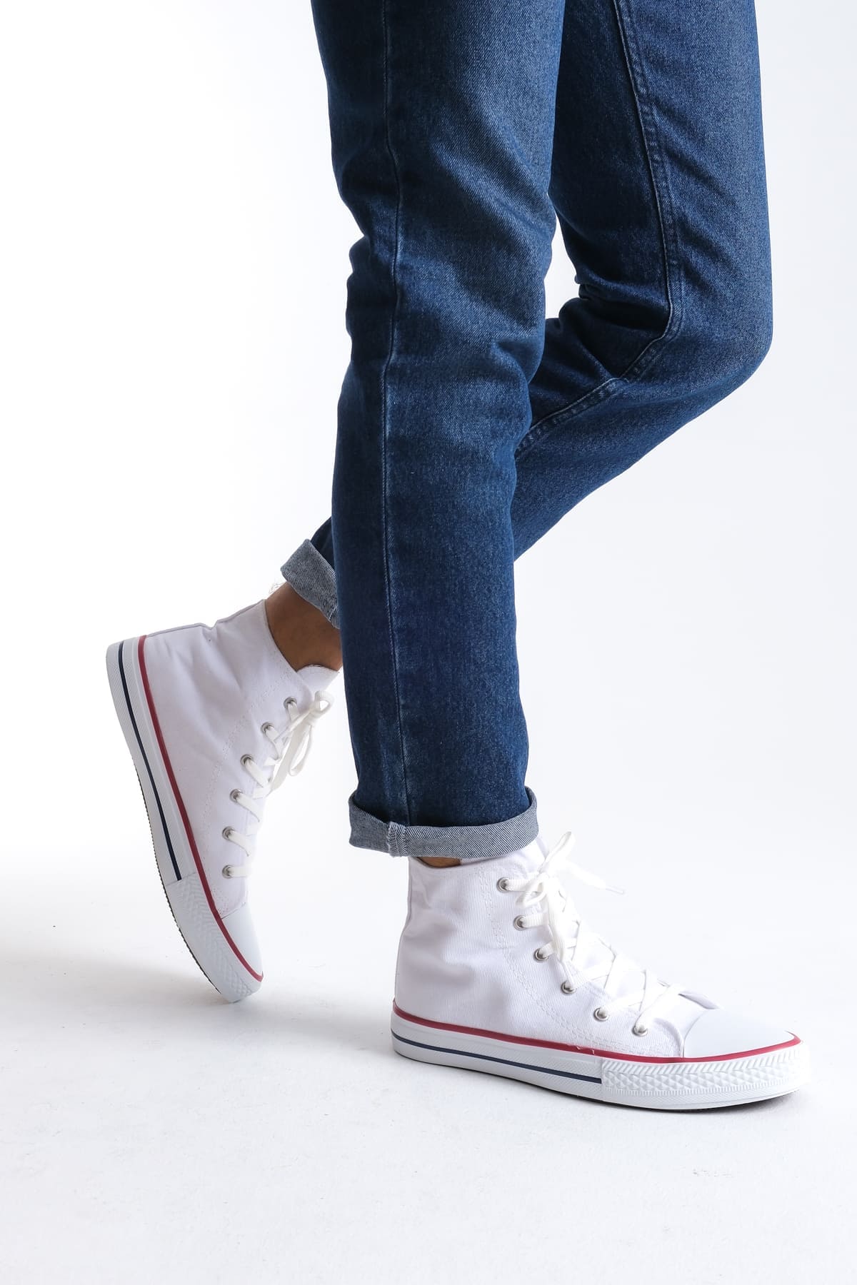 JY0423 AXE Bağcıklı Keten Kumaş Erkek Günlük Sneaker Ayakkabı KBT - Beyaz - 43 Resim 3