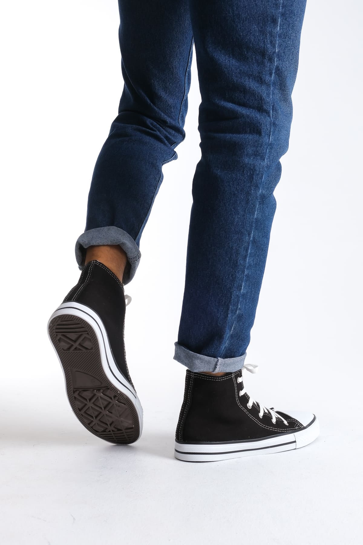 JY0423 AXE Bağcıklı Keten Kumaş Erkek Günlük Sneaker Ayakkabı KBT - Siyah - 44 Resim 3